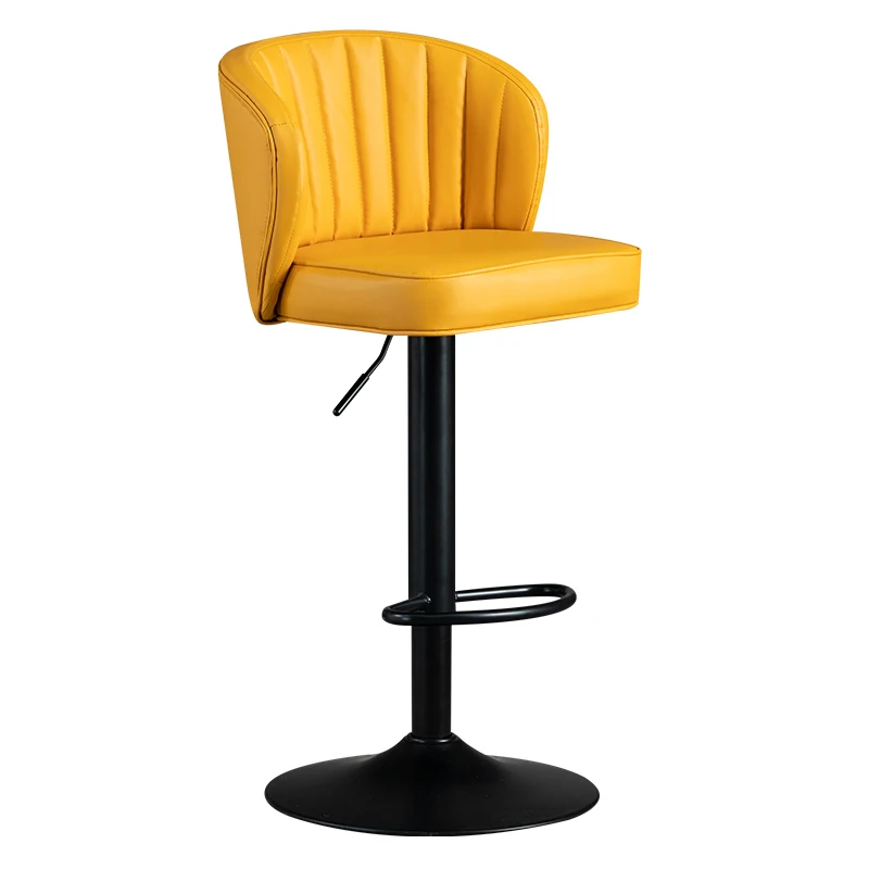 New Modern cheap used PU leather gold commercial swivel bar stool chairs for kitchen bar counter front desk