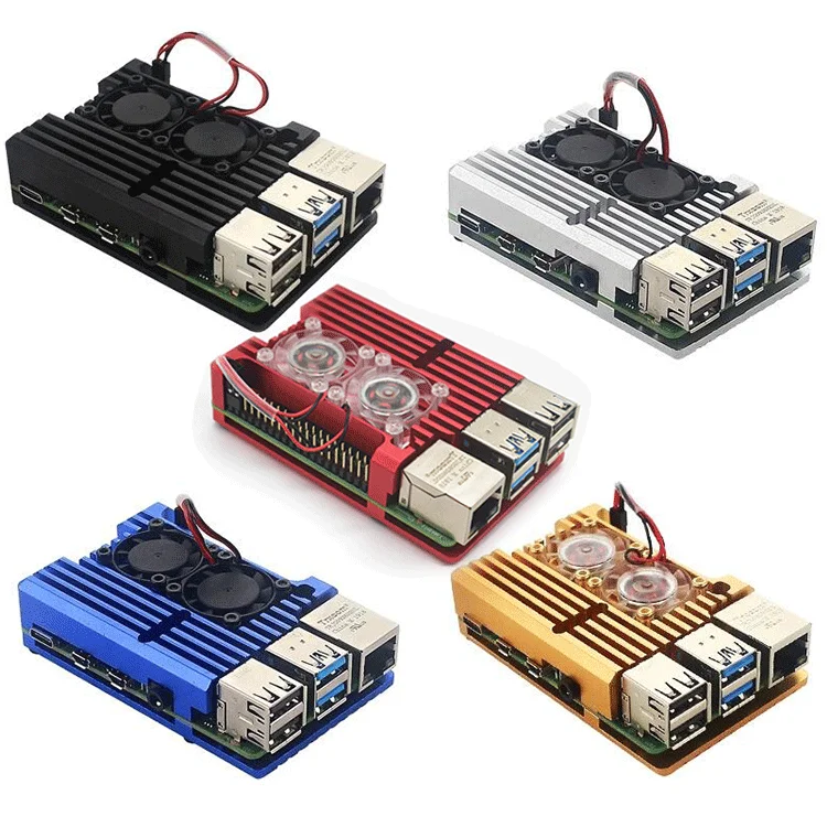 Новая поставка Lonten в наличии, алюминиевый корпус для Raspberry Pi 4 с высокоэффективным охлаждающим вентилятором для Raspberry Pi 4