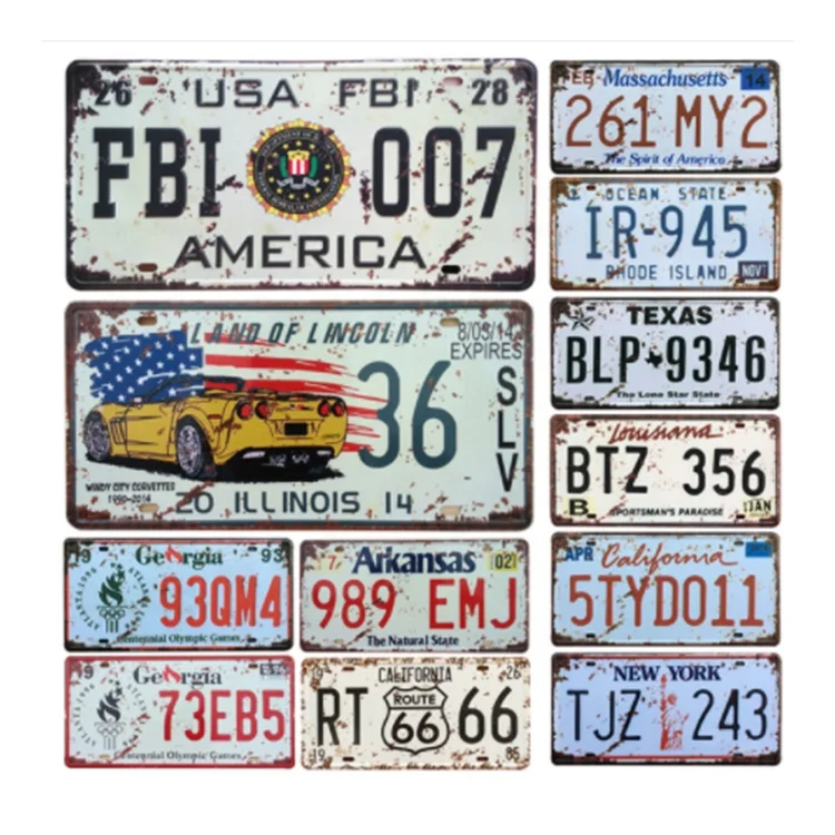 Hot United States Home Decor Tin Signs Bar Pub Cafe Decor Metal Sign Car License Plate