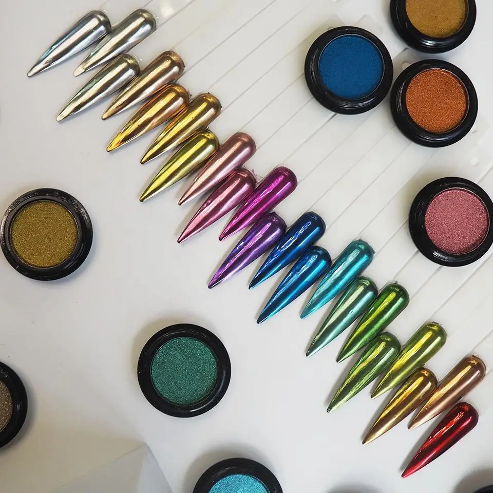 White Pearl Chrome Nail Mirror Powder Coating Muti Solid Color Nail Art Pigment with Shining Effect for Decoration