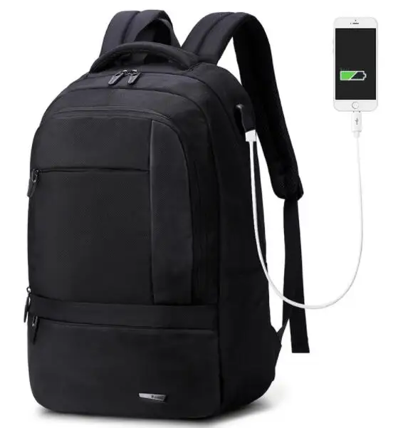 Double Shoulder Business Travel Leisure Computer Laptop Notebook College School Pack Backpack Bag with USB