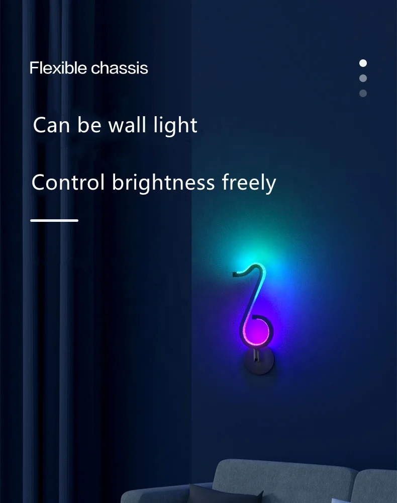 APP RGB Musical Note Table Lamp Smart  LED Night Light with Remote Control