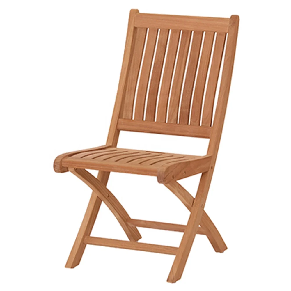 Modern Rustic Teak Kiffa Folding Garden Chairs Durable Wood Indonesia Restaurant Events Hotel Beach Exterior Garden Patio Dining
