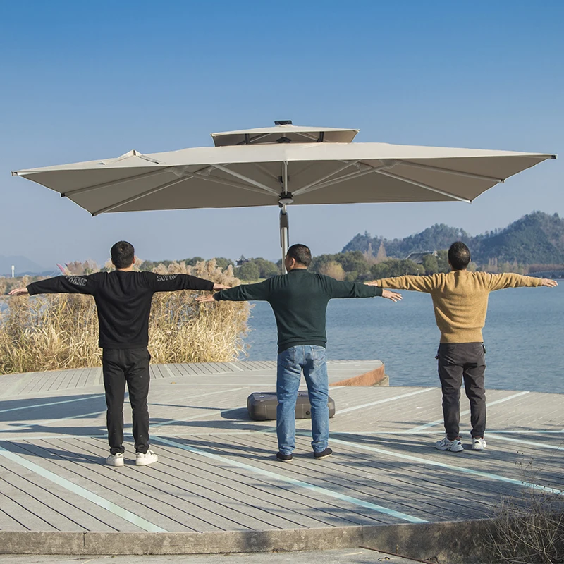 Glamping modern commercial luxury hotel outdoor umbrella garden parasol patio umbrellas windproof outdoor parasol with led light