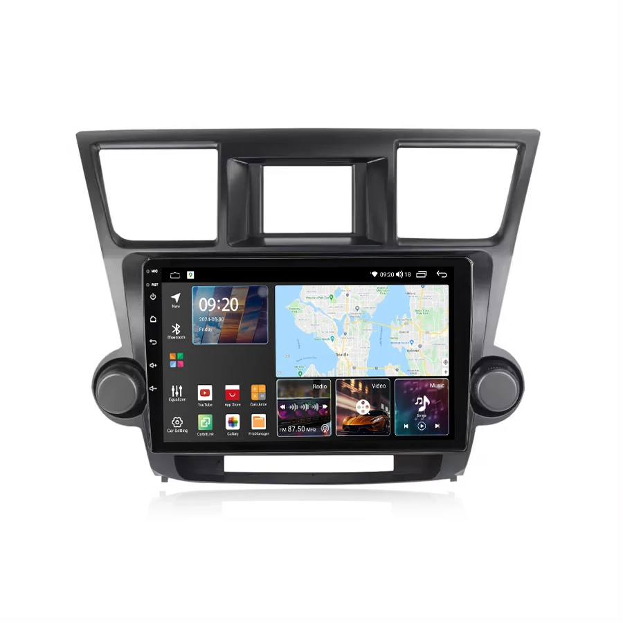 10-дюймовая Автомагнитола на Android для Toyota Highlander 2 XU40 2007-2014 CarPlay авто радио 2DIN GPS навигация WIFI 4G сеть