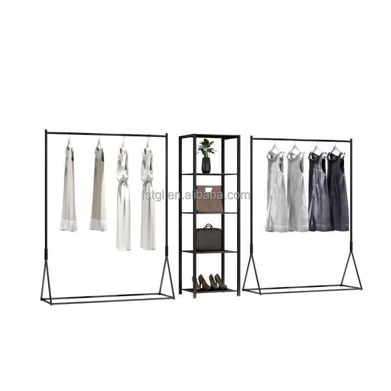 Retail Boutique Store Display Rack Floor-Standing Metal Garment Rack System Model Application Clothing Stand Display Stands