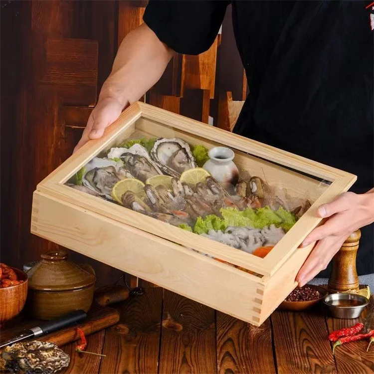 Harmony  Wooden Sushi Box With Wood Lid Eco Friendly Japanese Lunch Box Bento Lunch Box Sushi Food Container