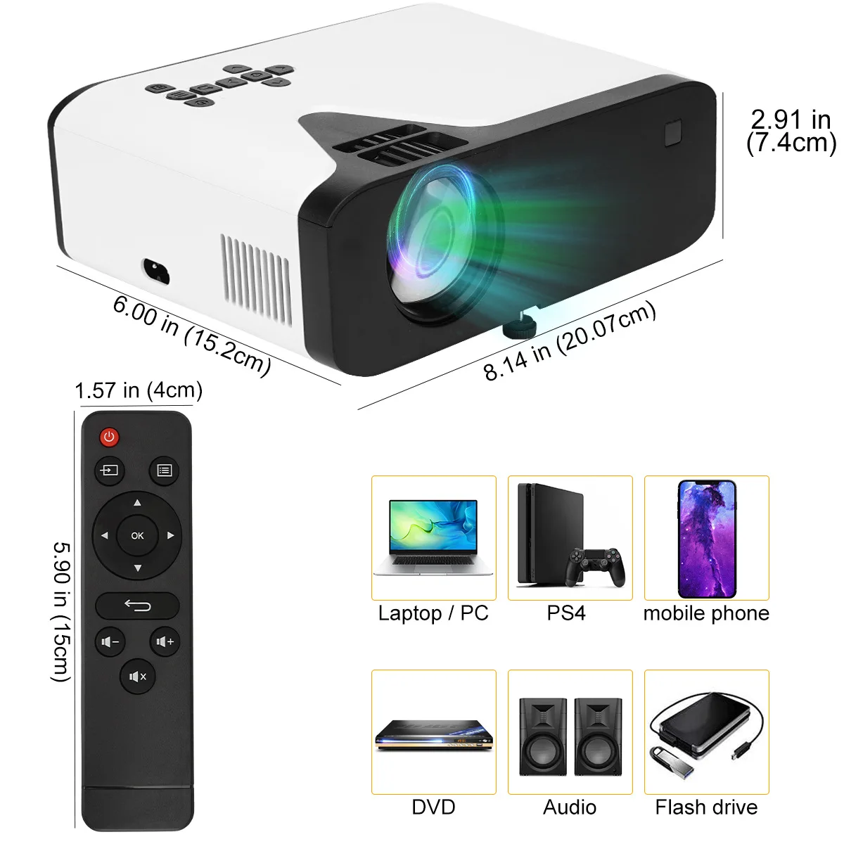 Mini Mini Projector Home Led Portable Projector Hd 1080P