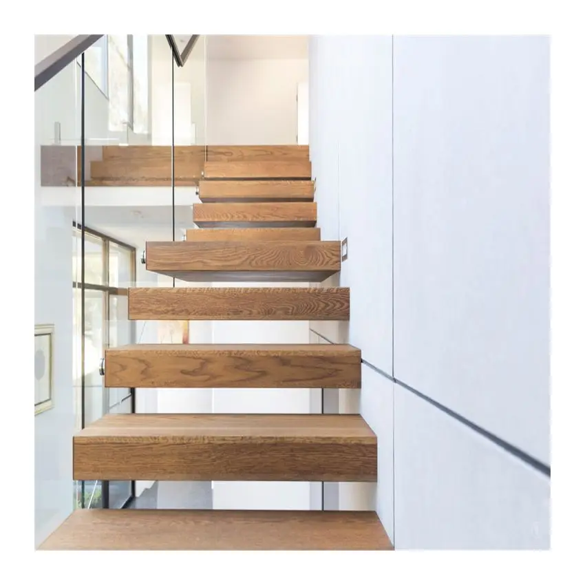 Contemporary DIY Install Solid Wood Floating Stairs Design