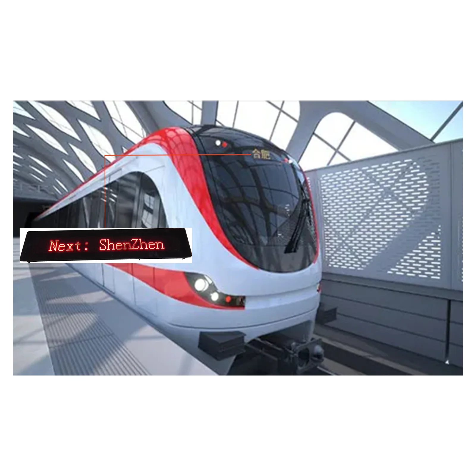 Railway transport train digital route panel red internal front LED destination indicator display screen
