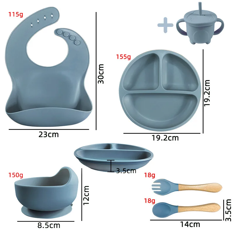 Cartoon shapeSilicone Dinner Plate Suction Cup Food Supplement Bowl Spoon  Baby Tableware Set