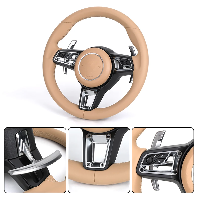 Upgrade Full Leather Volant Lenkrad Steering Wheel for Porsche Panamera Cayenne Macan Cayman Boxster 718 911 987 958 991.2 971.2