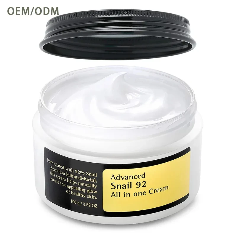 Private Label Snail Cream Anti-Puffiness Long Lasting Hydration Moisturizing Recovering Advanced Snail 92 All In One Cream