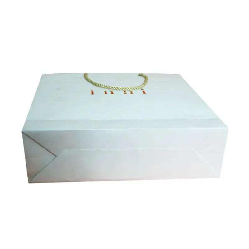 KM Custom Printed Luxury Branded Gift Shopping Paper Bag With Ribbon Handle For Clothing Shoe Packaging