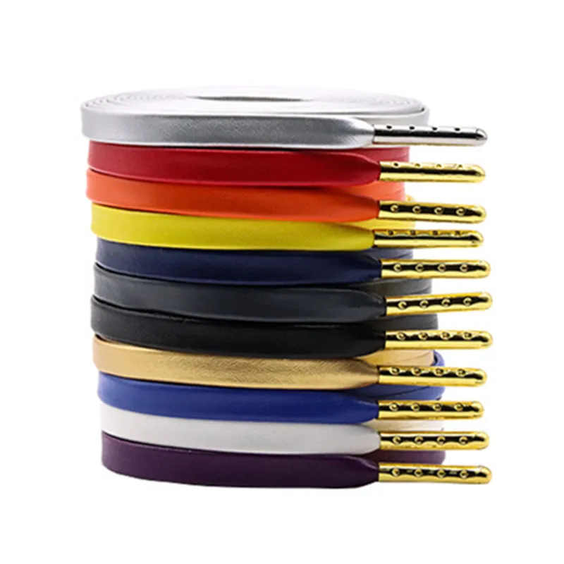 Yrunfeety шнурки для обуви 100-180 см из искусственной кожи 11 видов цветов роскошные кожаные мягкие кожаных ботинок кроссовки