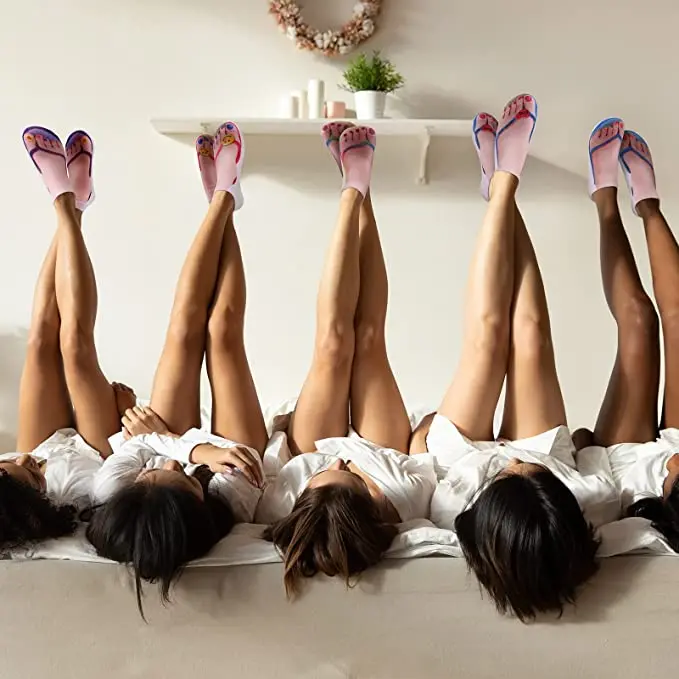 High quality  unisex ankle fashion funny flip flops cute womens sublimation print Funny socks