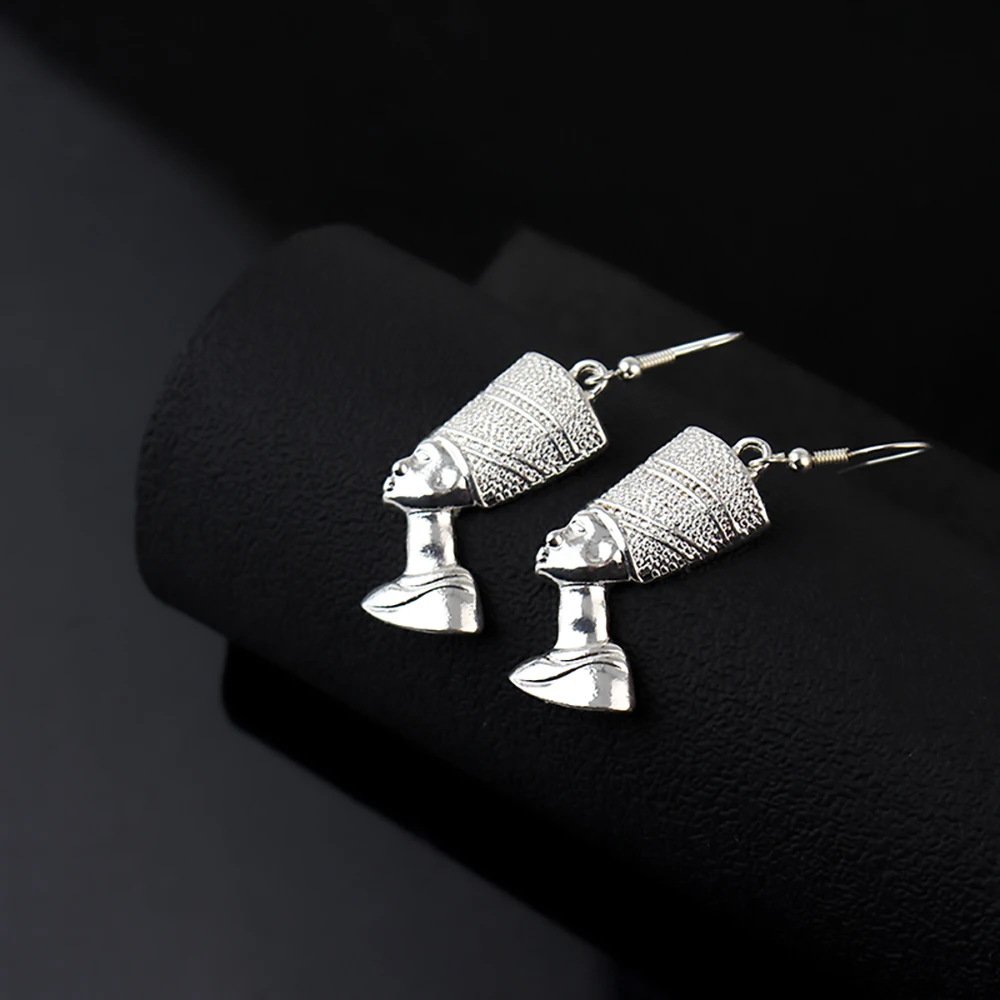 Egyptian Queen Nefertiti Stud Earrings For Women Girls Gothic Stainless Steel Cleopatra Drop Earrings African Jewelry Gifts