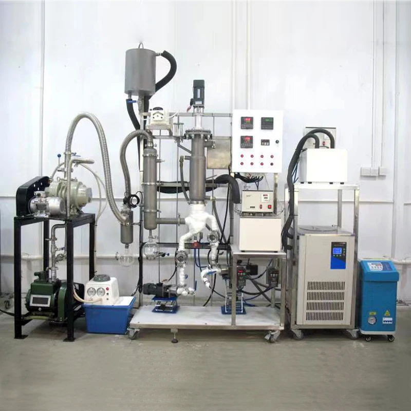 Glass and stainless steel hemp oil wiped film short path molecular distillation machine