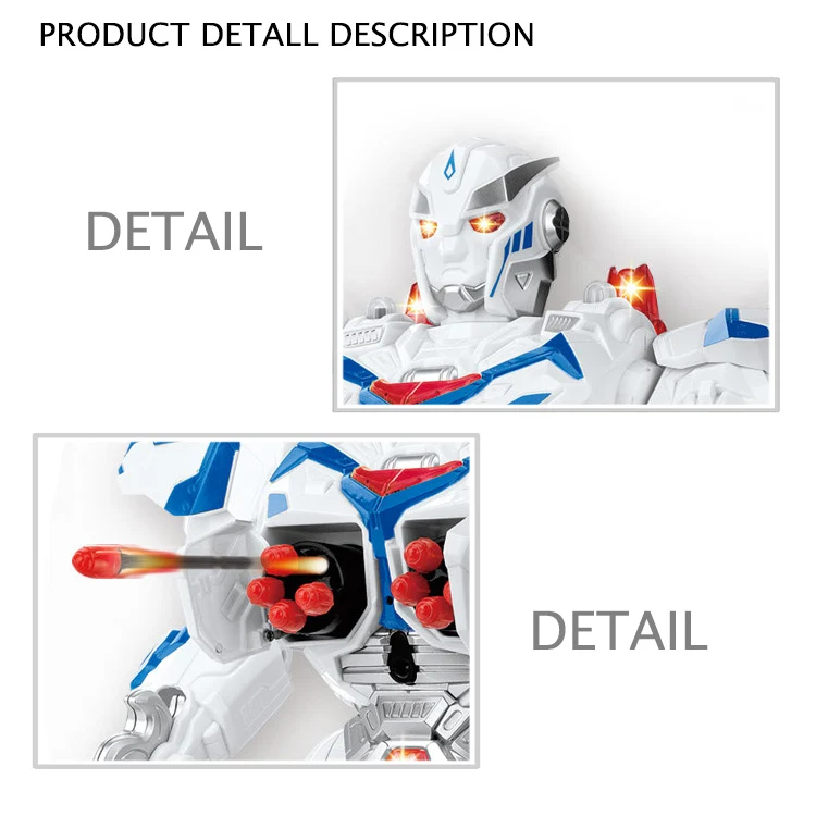 Remote Control Robot Toy Rocket Launch Sounds Light Program Demo Function