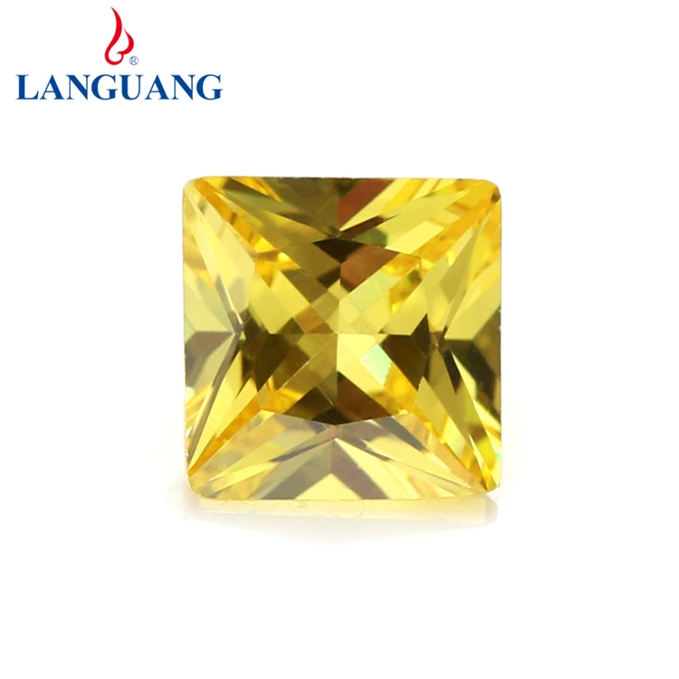 Lan Guang  Gemstone Wholesale Price 1.5mm-15mm Cut CZ Rough Olive yellow Square Cubic Zirconia Rhinestones