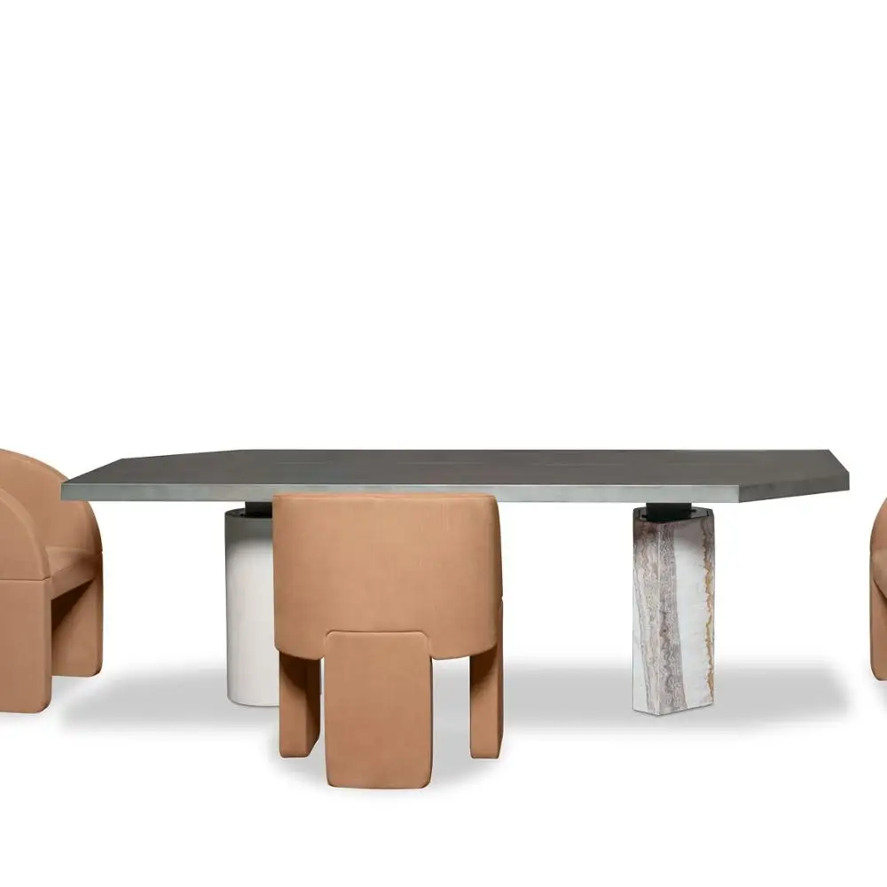 Nordic light luxury style marble slab with metal base customized living room furniture coffee table