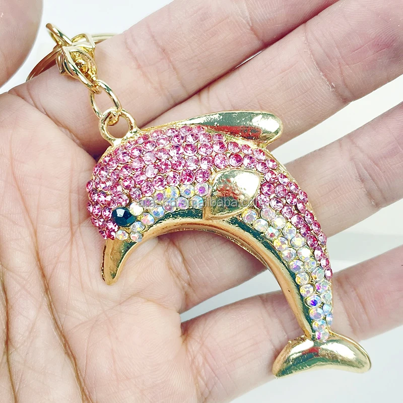 2024 Bling Metal key chains of crocodile dolphin whale shark keychains Whole Seahorse Sea Animal Keychain