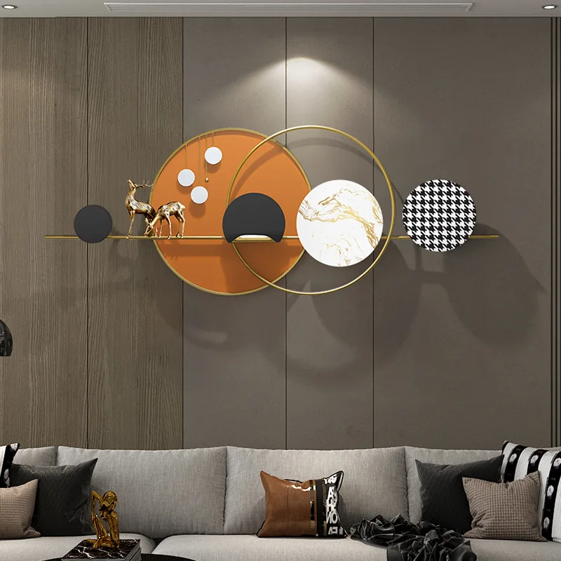 Phuc Loc Nordic living room sofa background wall decoration modern simple dining room mural Metal craft decoration
