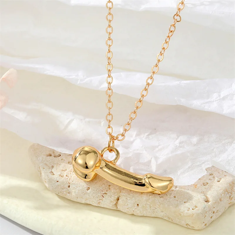 FanYue Exaggerated male genital necklace Trendy punk body part penis pendant necklace gold silver jewelry