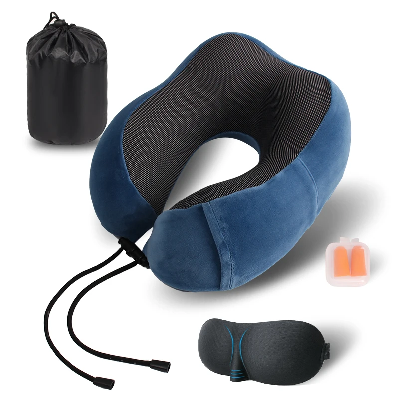 High Quality Cheap Price Custom Accepted Car Neck Message Pillow with Eye Mask and Ear Plug