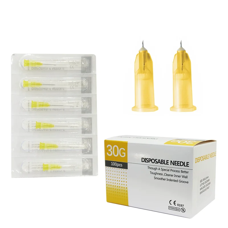 Disposable mesotherapy korea manufacturing yellow 30g 4mm sharp meso needle hypodermic insulin needles