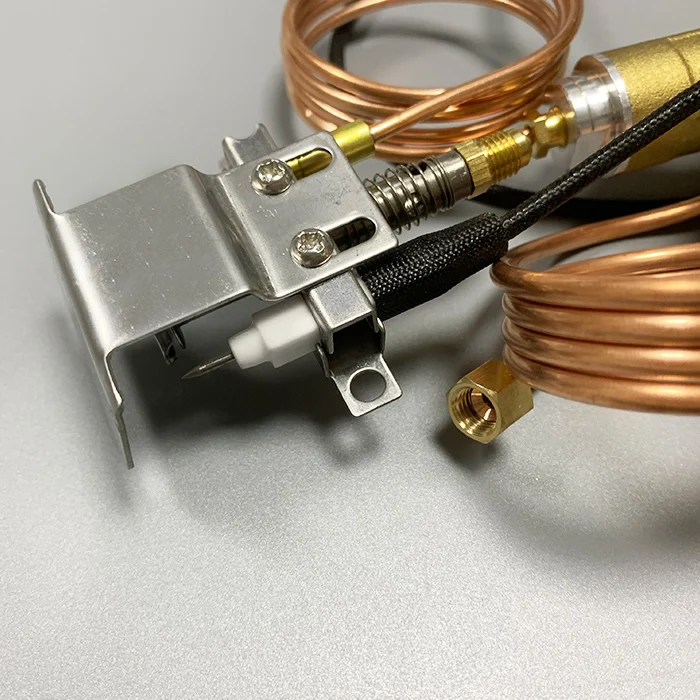 Copper Safety Valve Kit Pilot Burner Assembly Main Control Propane Fire Pit Includes Connecting Tubes Tilt Switch Ignition