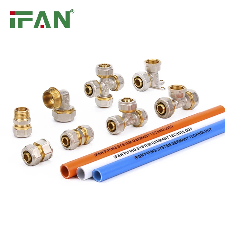 IFAN Factory Manufacturer PN25 Water Connect Fittings16-32mm PEX Compression Fitting Double Color Brass PEX Fittings