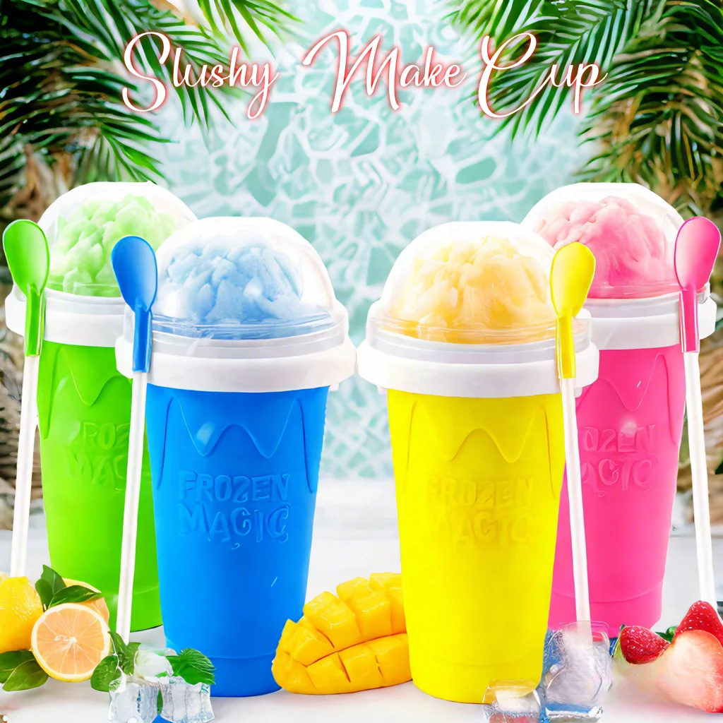 Frozen Magic Slush Slushy  Make Cup Ice Cream Slushie Maker Quick Frozen Smoothies Drink Silicone Frozen Magic Squeeze Cup