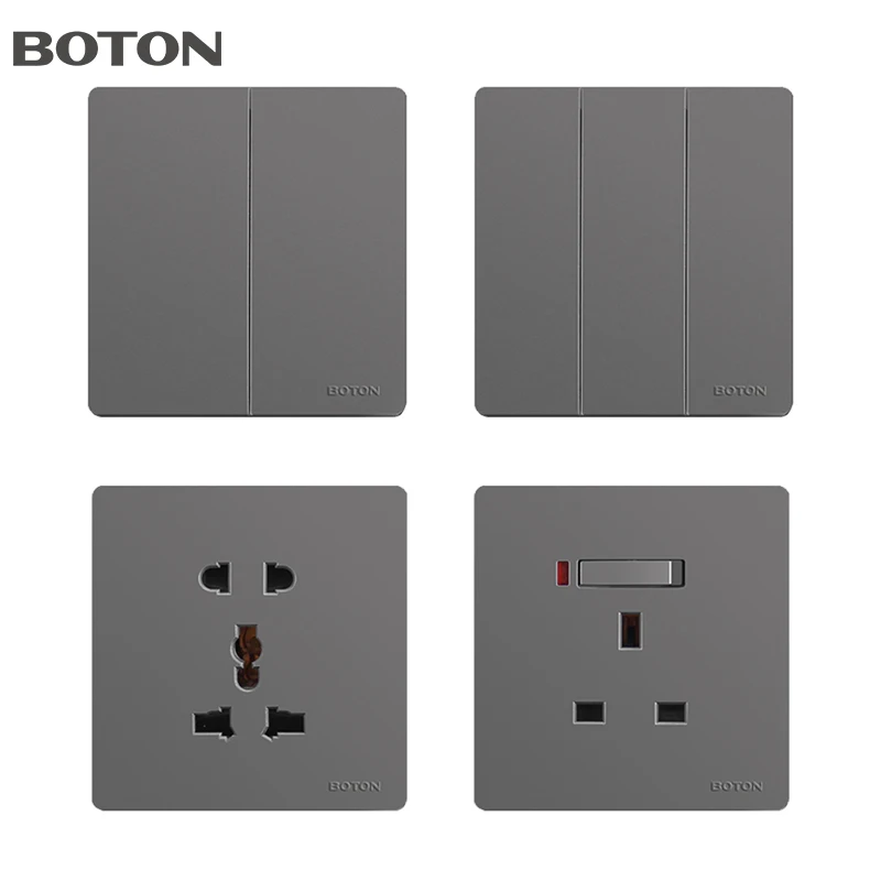2 Gang Decorator Wall Switch British UK Standard CB Approved Electrical Light Power Rocker Wall Switch Socket
