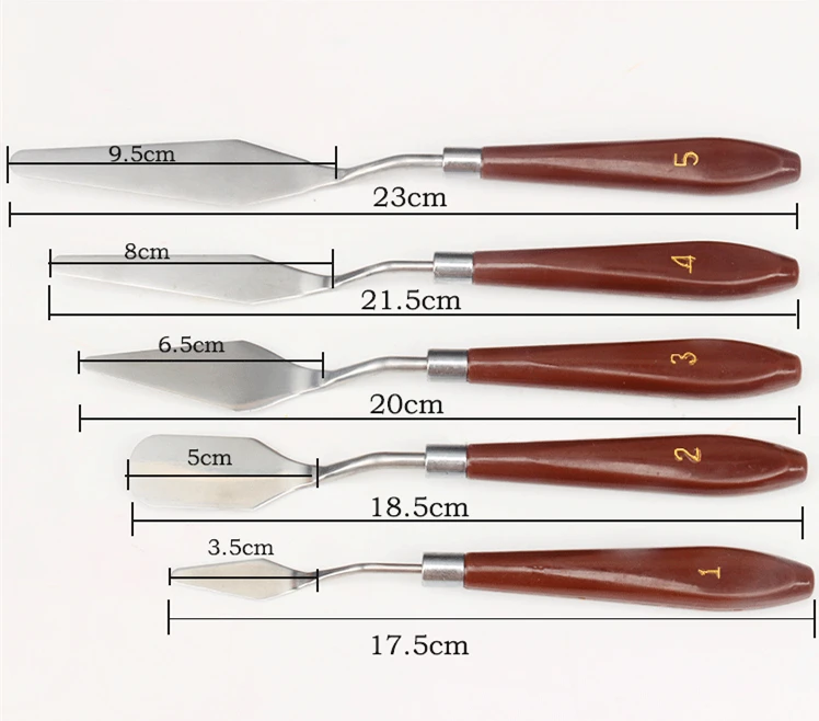 5 Piece Palette Knife Set Stainless Steel Spatula Palette Knife Oil  Paint Metal Painting Knives for Cake Decoration, Painting