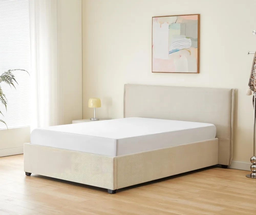 Effortless Elegance: Elevate Your Bedroom with Our Ivory Upholstered Gas Lift Bed