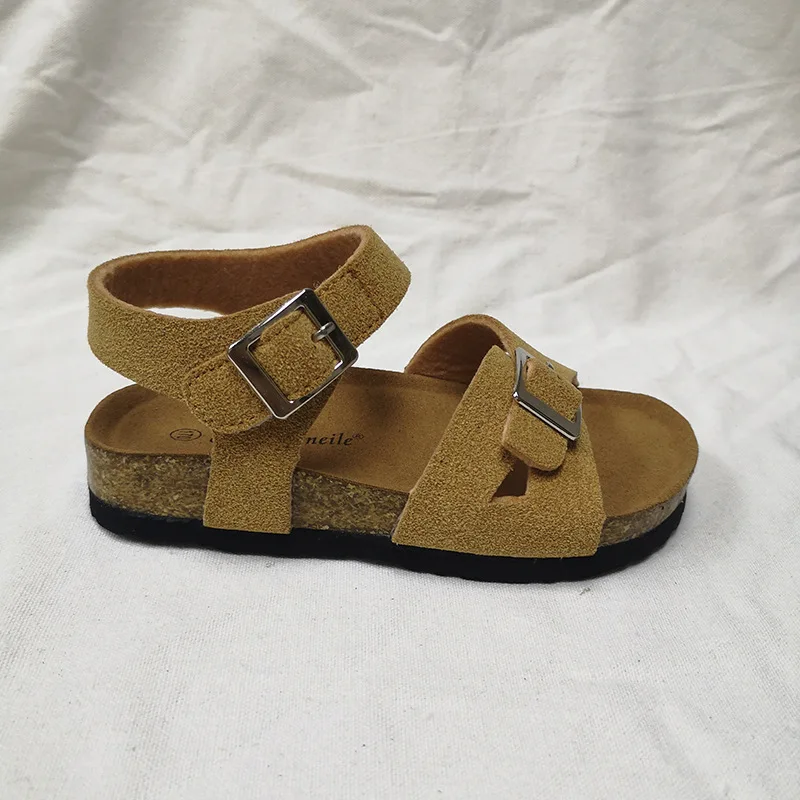 
RTS Summer Solid Baby Boy Girl Kids Bio Cork Sole Sandals with Adjustable Buckles 