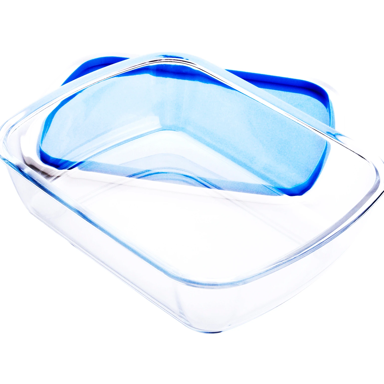 3L Clear Rectangular Heat Resistant Borosilicate Tempered Glass Bakeware with BPA-Free Plastic Cover