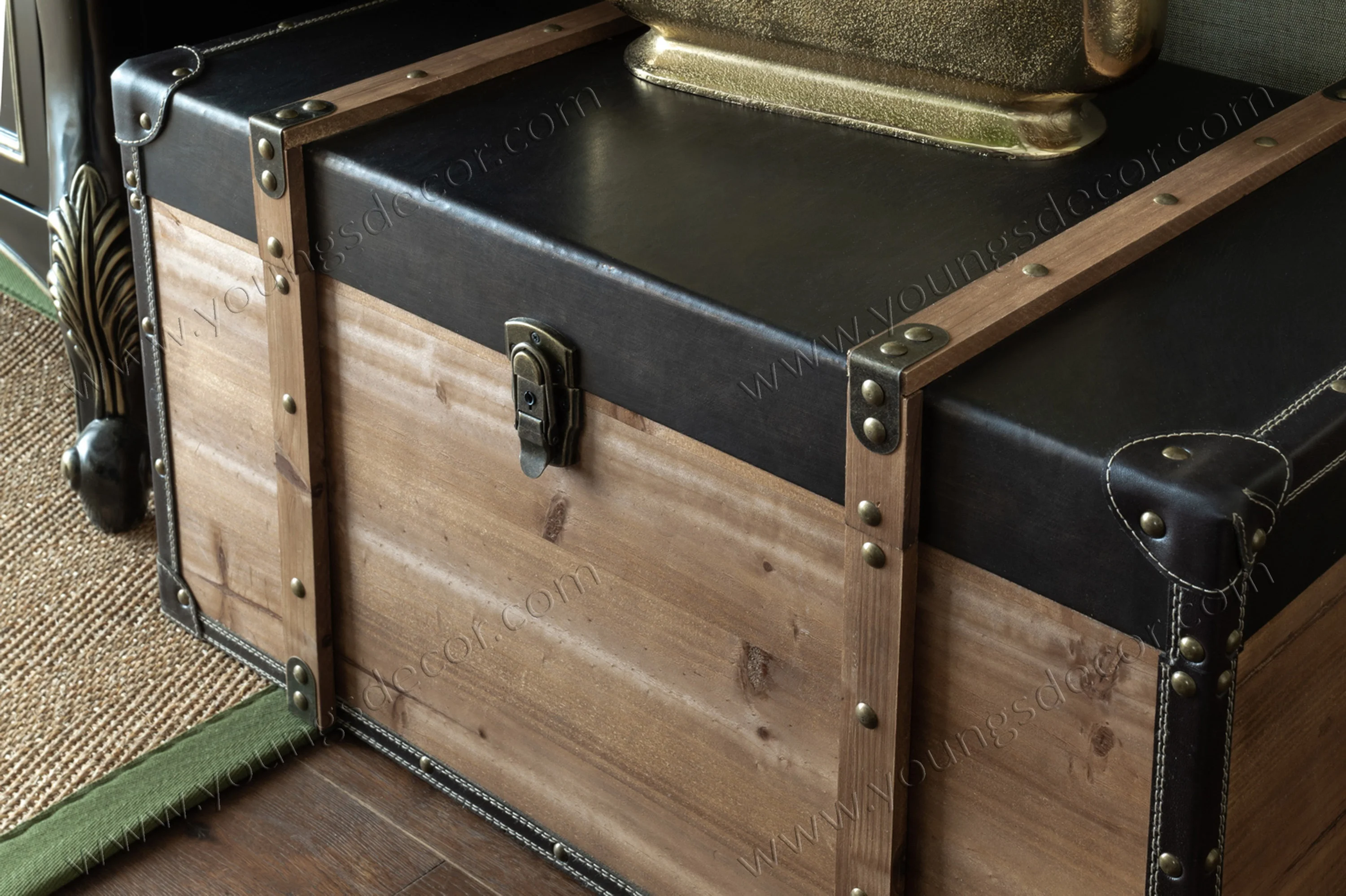 Vintage Decorative Wooden Trunk Large Living Room Furniture Storage Box