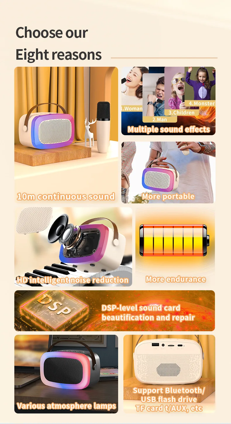 Factory Price Portable  Speakers Smart Wireless With Microphones Fm Radio For Gift Wireless Soundbar Subwoof  Loudspeaker