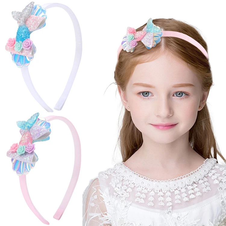 Shenglan Little Flower Headband Kids Cute Cartoon Headbands Sequins Seashell Headdress Party Beach Vacation Flower Headband