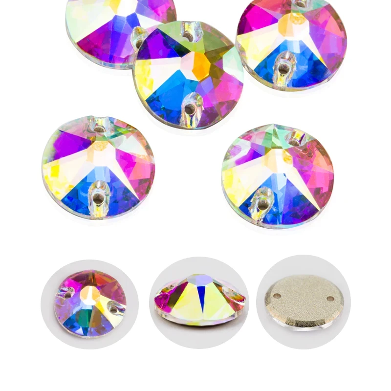 Sew-On Crystal flat back Rhinestones wholesale Rivoli shape crystal stone beads For garment shoe sewing accessories