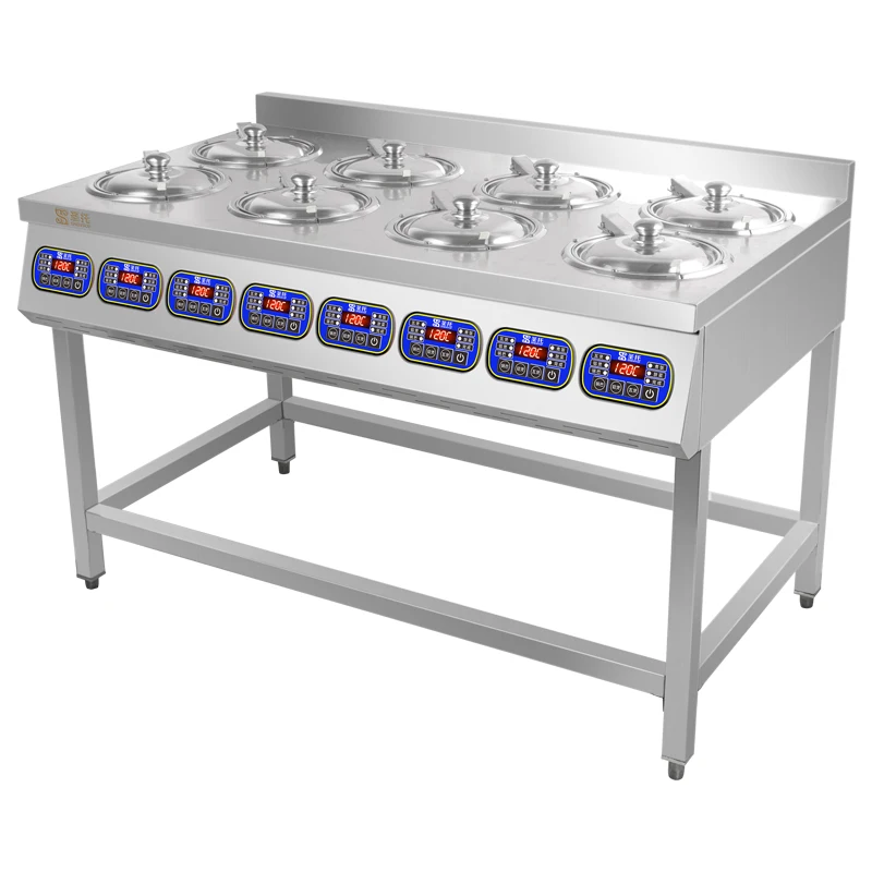 Restaurant Four-eye Clay Pot Stove Stainless Steel Gas European-style Burner Stove Energy-saving Casserole 8 Pots Stove