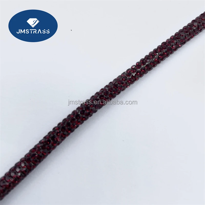 Hot Sale High Quality 6mm 8 rows Round Glass Diamond Crystal Glue Tube Rhinestone Rope For Shoes