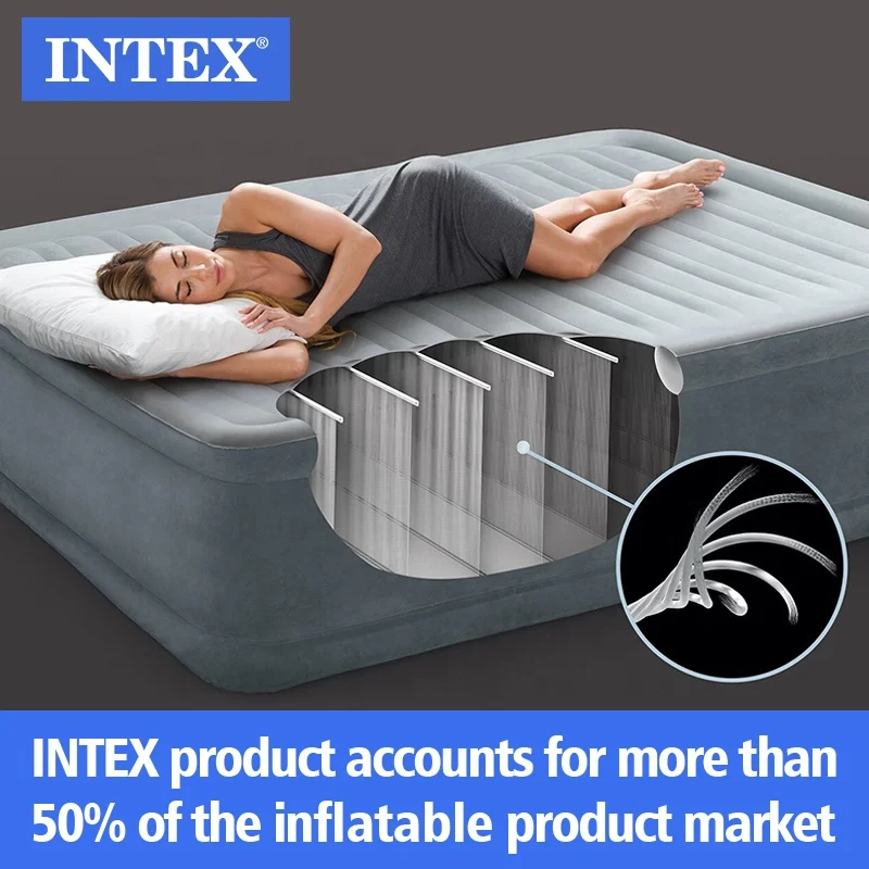 INTEX 67770  QUEEN DURA-BEAM Flocking  COMFORT-PLUSH  Camping  air Mattress  WITH BIP