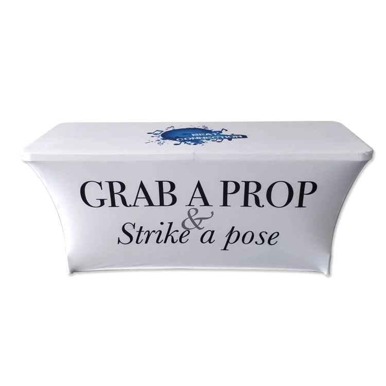 6ft 8ft trade show table cover fitted custom logo printed table cloth fabric