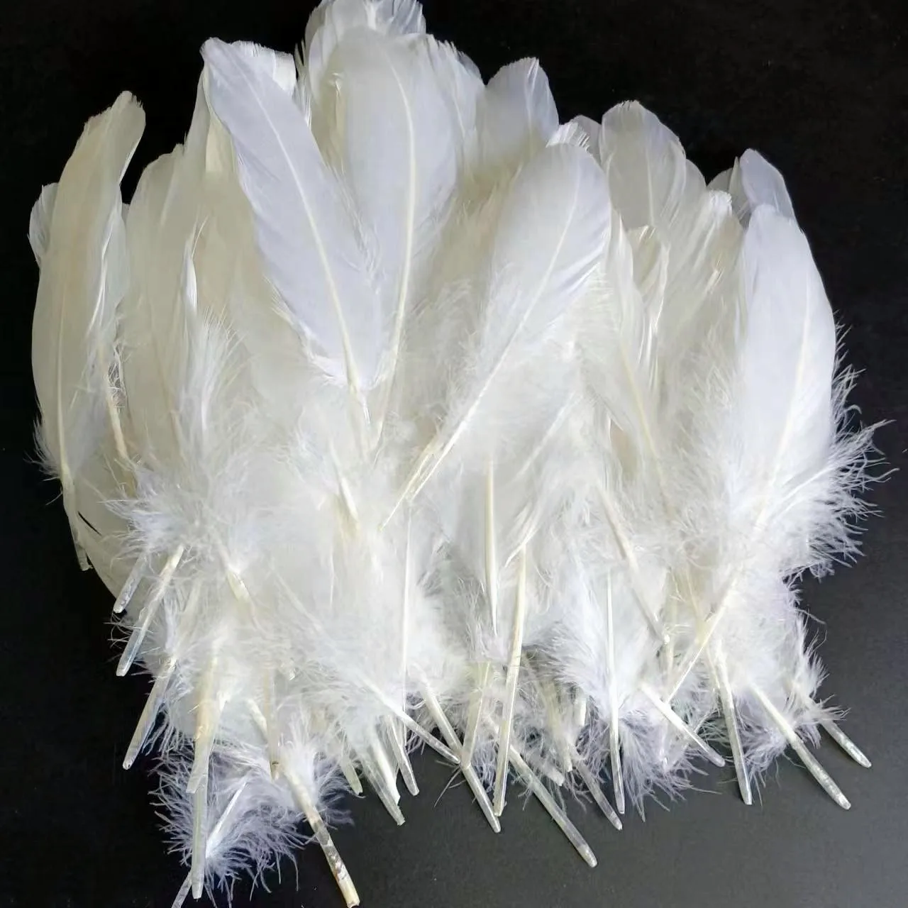 Cheap Natural 6-8' Goose  Feather bulk  White decor feathers goose  for badminton shuttlecock crafts angel wing cloth costume