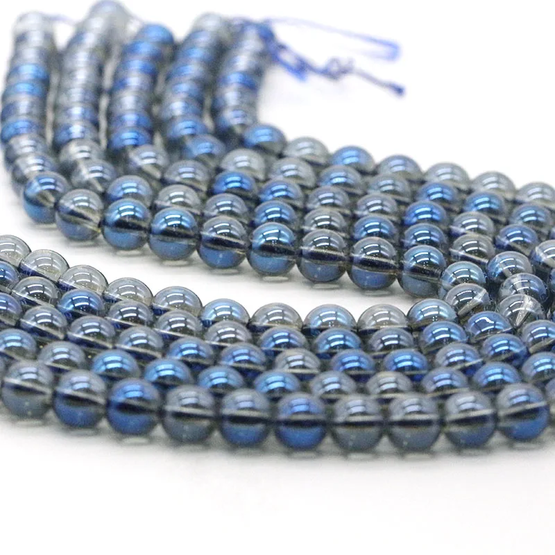 2024 hot sale Electroplated glass beads blue yellow green lampwork glass beads trendy jewelry crackle glass beads