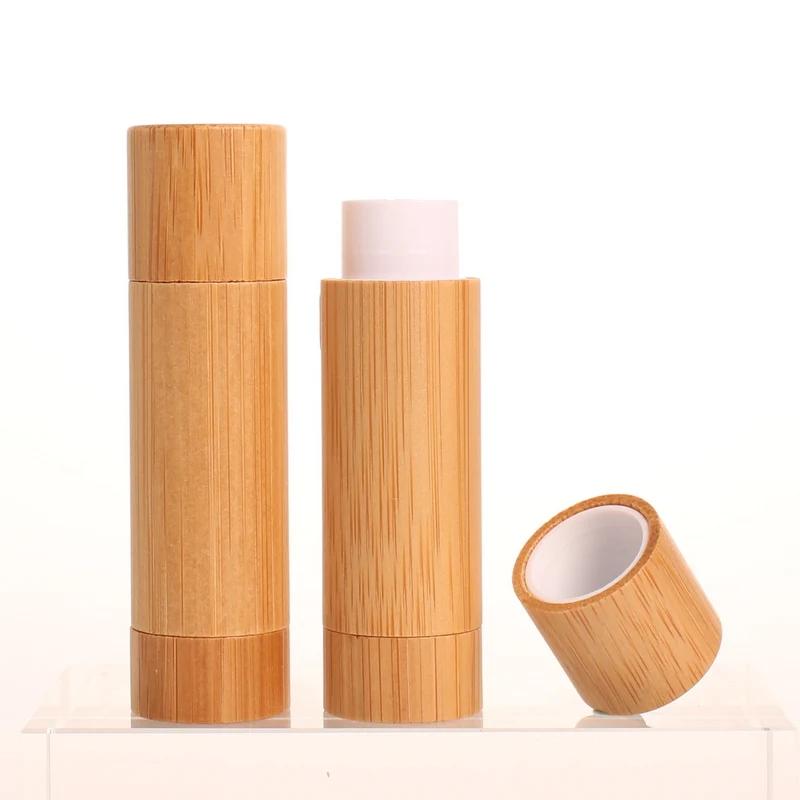 4.2g MOQ 10 pcs Custom Your Own Logo Lip Scrub Tube Bamboo Lip Balm Tube with Cheap Price Accept Printing Customization