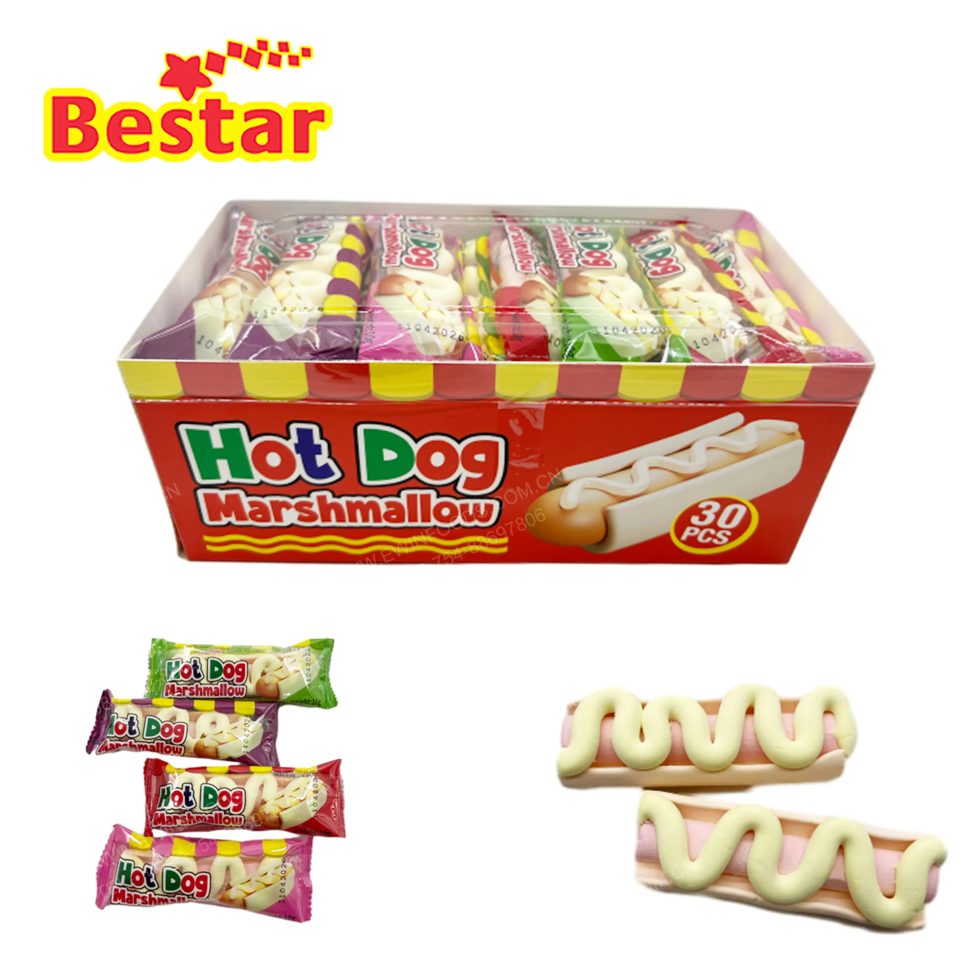 Saudi Arabia(GCC countries) OEM Halal Certificate hot dog marshmallow fast food hot dog mallow candy marshmallows candy